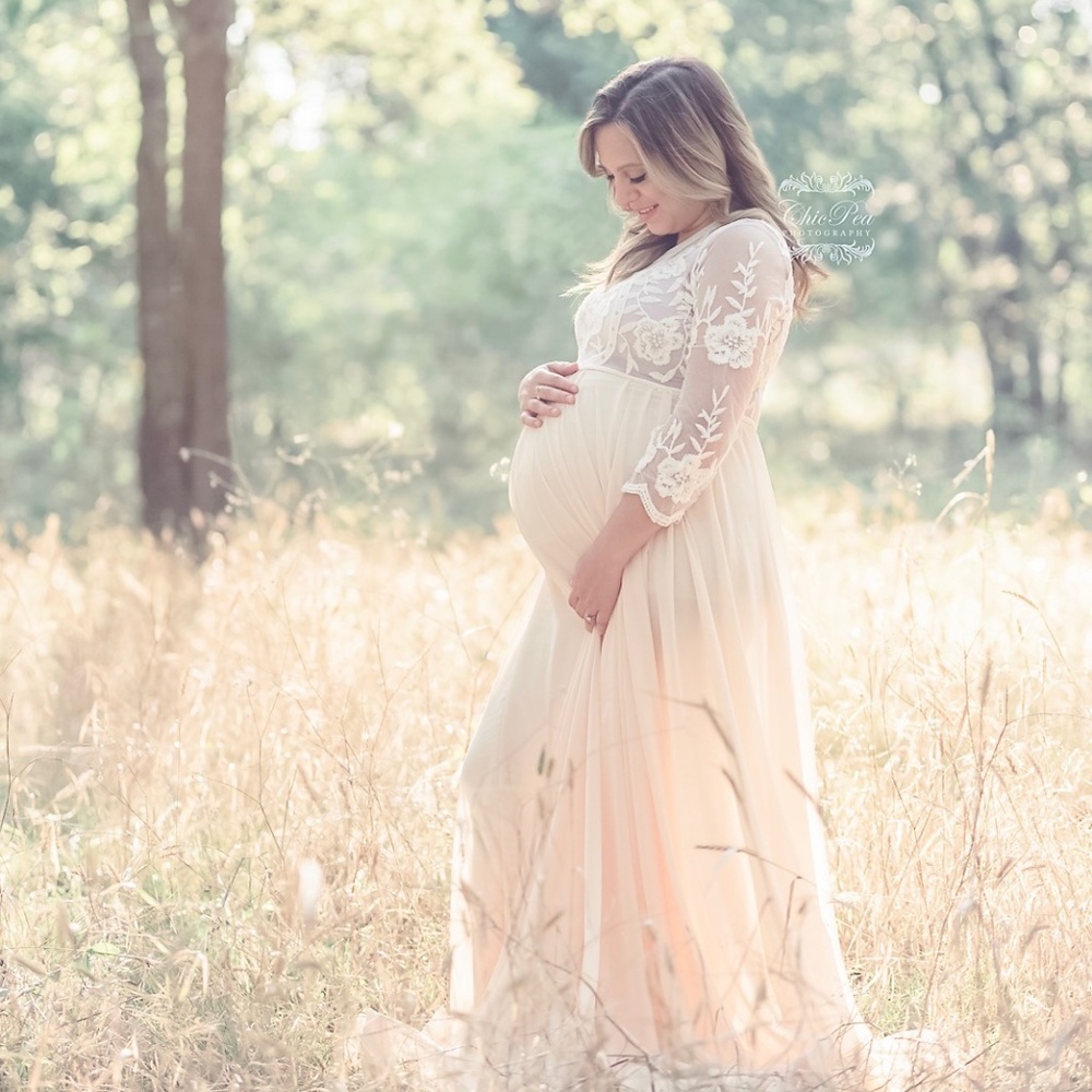 Lace and Chiffon Maternity Dress for Photo Shoot